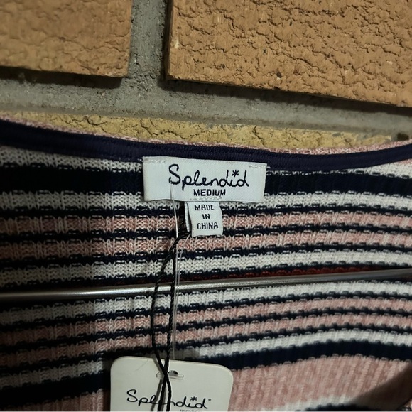 NWT Splendid Striped Flare Bell Sleeve Ribbed Knit Sweater Top Size Medium - Picture 3 of 8